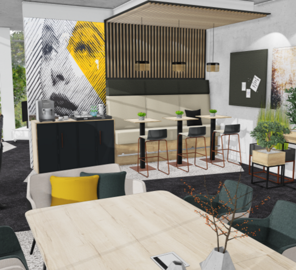 Gelber Akzent im Büro