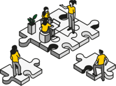 Piktogramm veranschaulicht Reduktion der Fehlzeiten