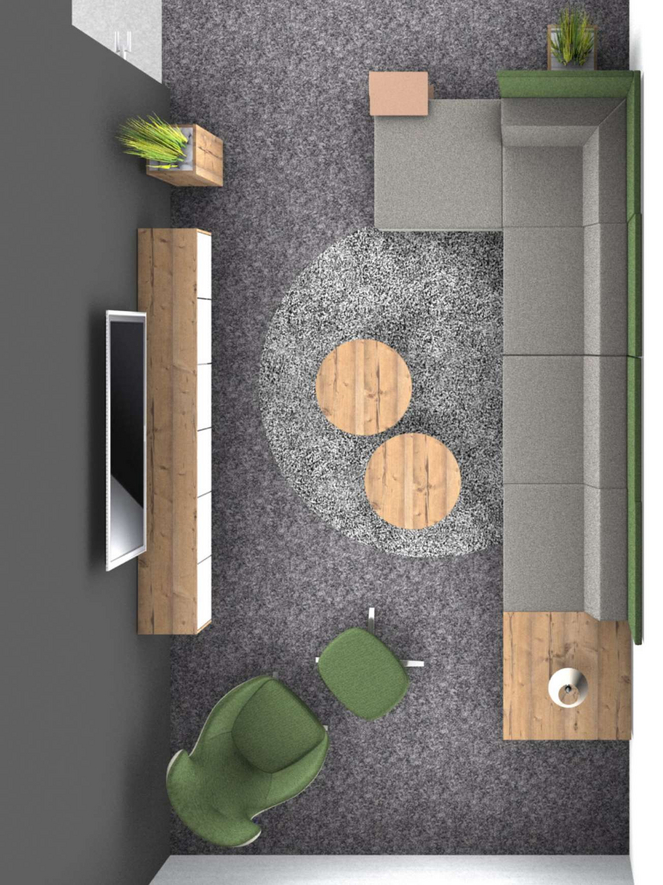 Planungsbeispiel Besprechungsraum für Videokonferenzen mit Sofa