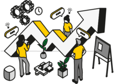 Piktogramm veranschaulicht Produktivität steigern