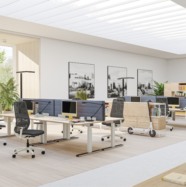 Bürokonzept mit mehreren Arbeitsplätzen