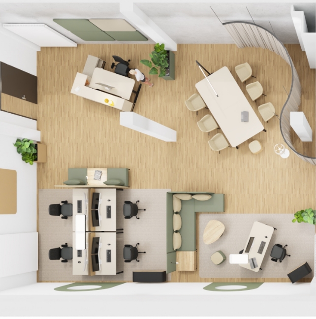 Rendering einer Büroplanung