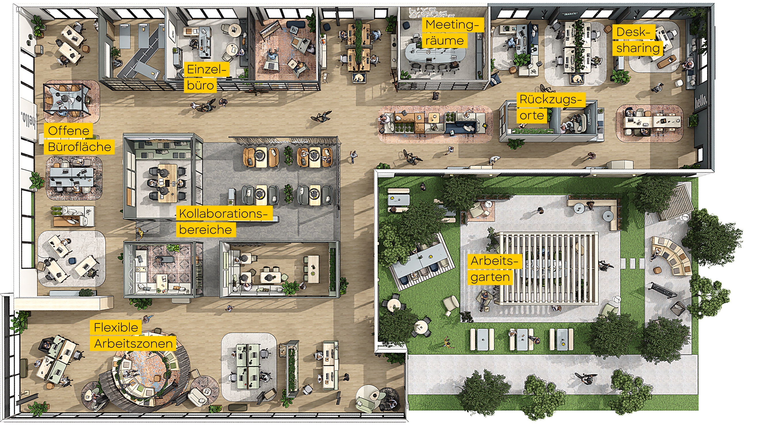 Grundriss eines modernen Büros