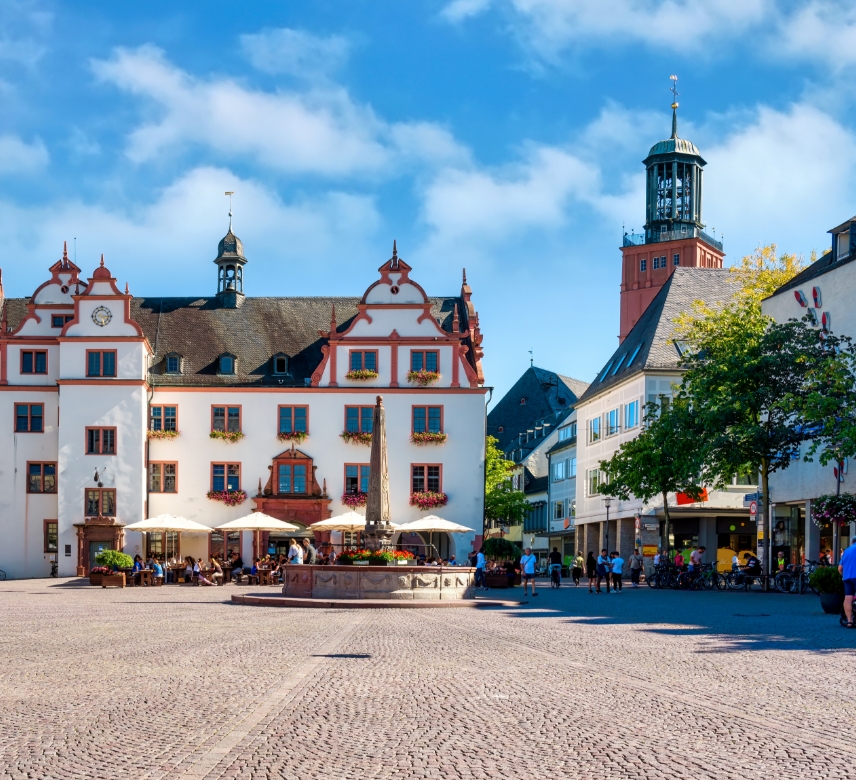 Altes Rathaus und Stadtkirche in Darmstadt