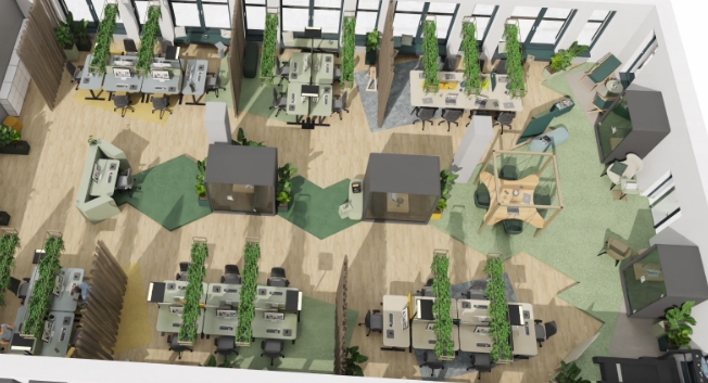 Mehrere Telefonkabinen als Raum-in-Raum-Konzept im Open Space Büro